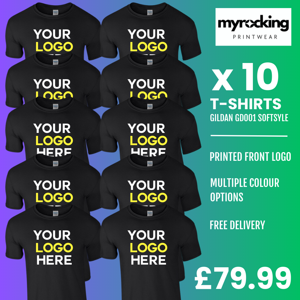 10x Printed Adults T-Shirt Bundle- Gildan Softstyle