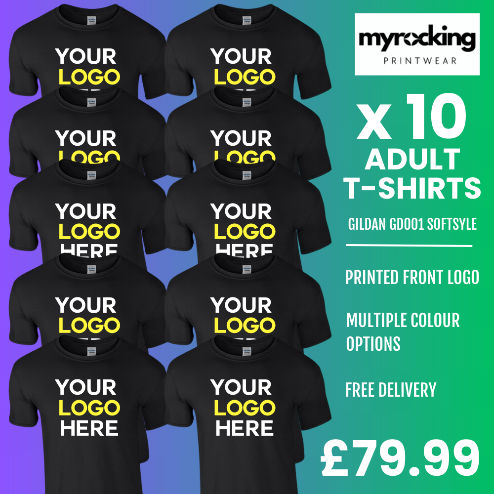 10x Printed Adults T-Shirt Bundle- Gildan Softstyle