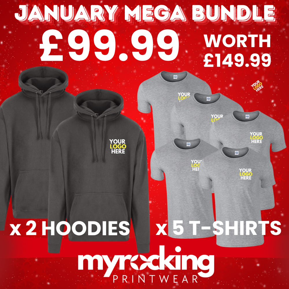 2x Hoodies & 5x Tees Printed Adults Hoodies Winter Bundle 1